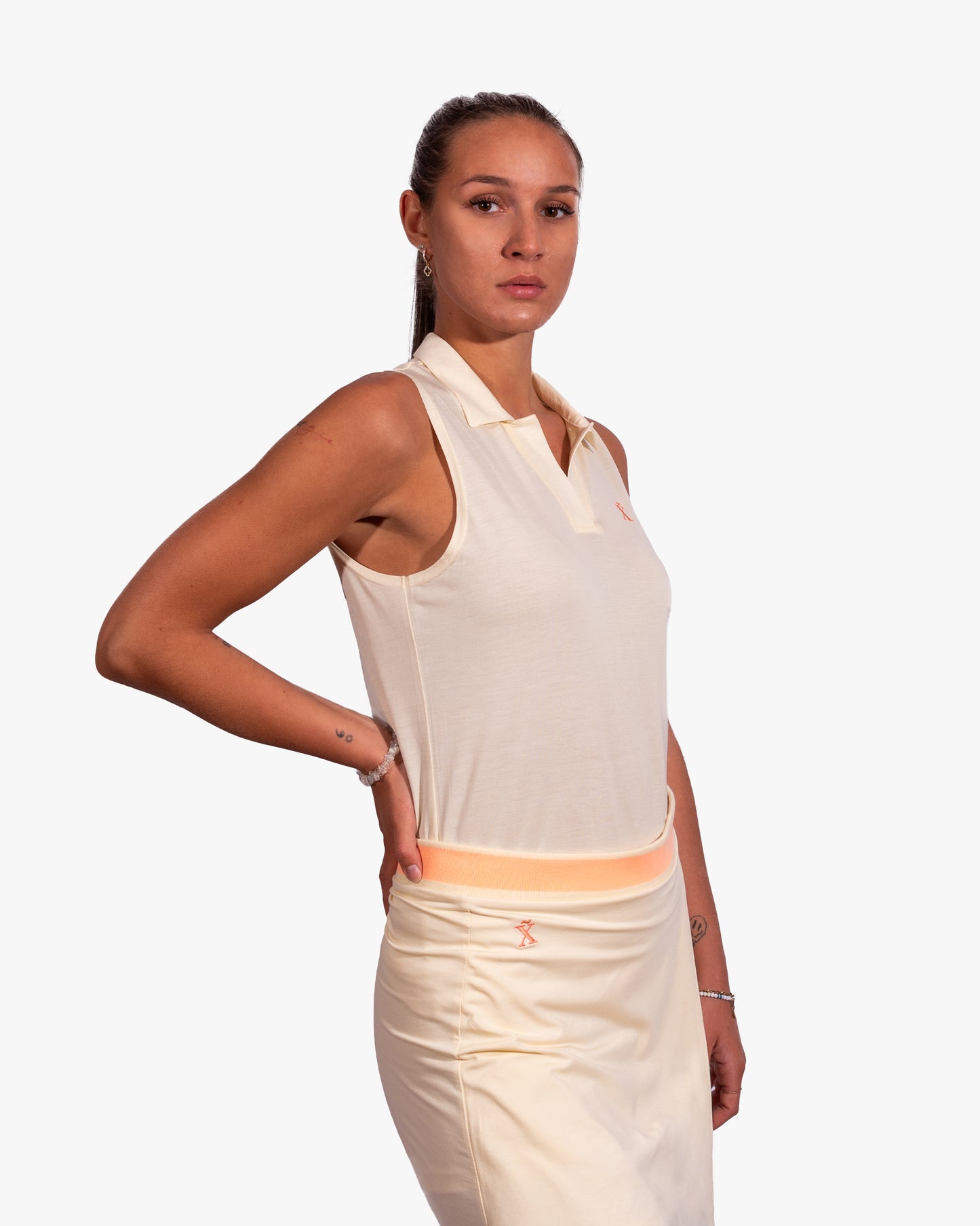 Beige Sleeveless Polo | Ärmelloses Damen Golf Poloshirt aus TENCEL™