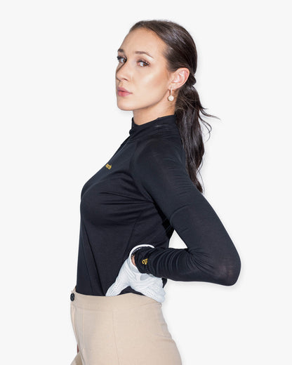 Seitenansicht Golf Langarmshirt aus TENCEL™ für Damen von paxariño.
