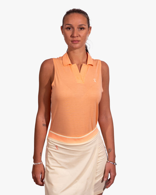 Peach Sleeveless Polo | Sleeveless women's golf polo shirt made of TENCEL™