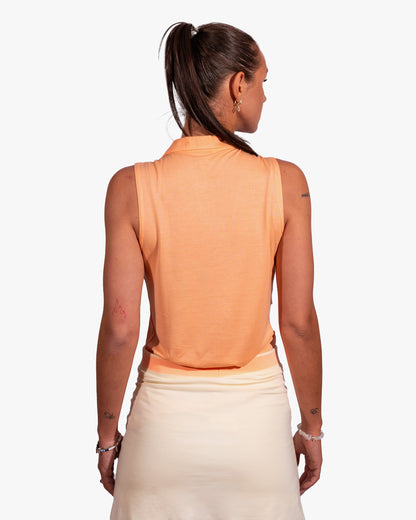 Peach Sleeveless Polo | Sleeveless women's golf polo shirt made of TENCEL™