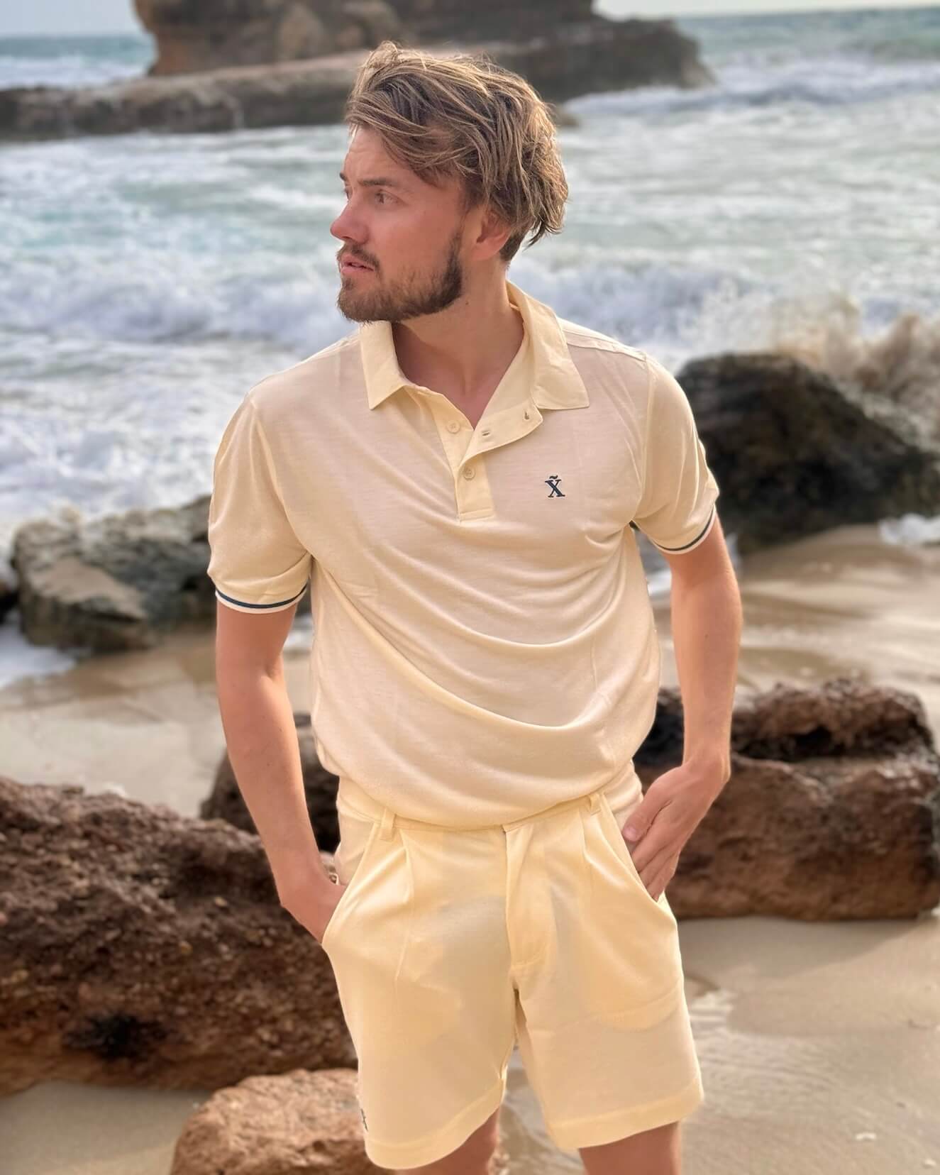 Beige Nature Polo | Men's golf polo shirt made from TENCEL™