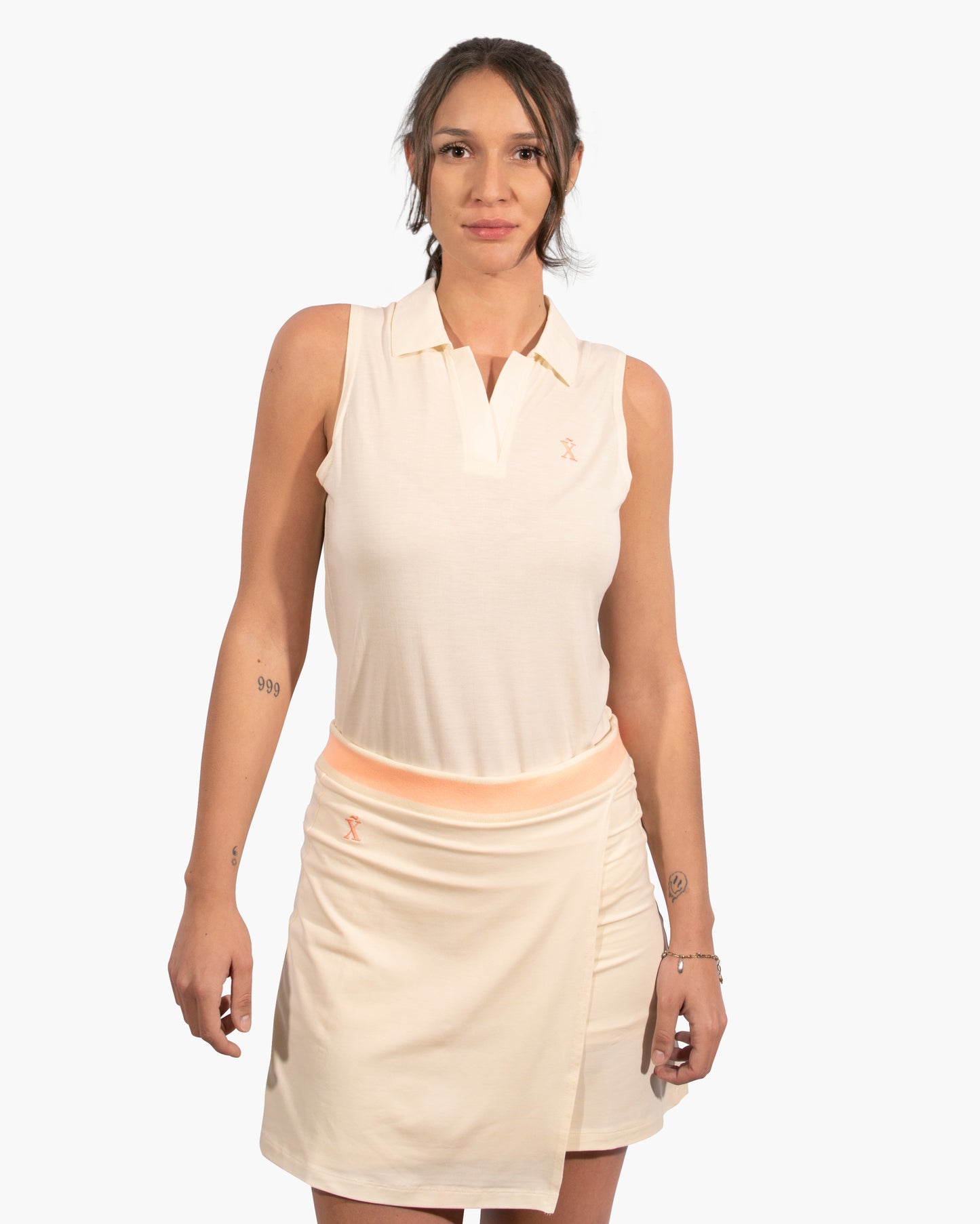 Beige Sleeveless Polo | Sleeveless women's golf polo shirt made of TENCEL™