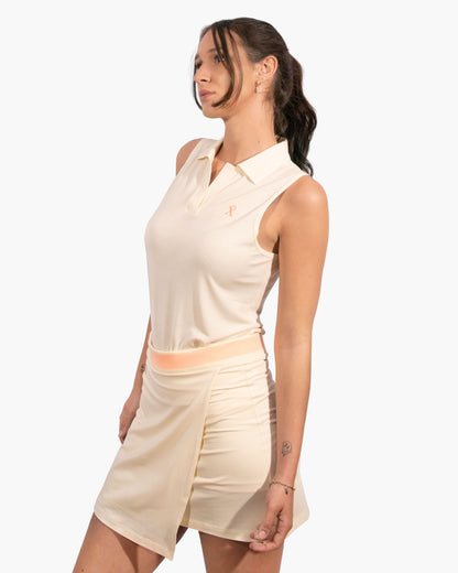 Beige Sleeveless Polo | Ärmelloses Damen Golf Poloshirt aus TENCEL™