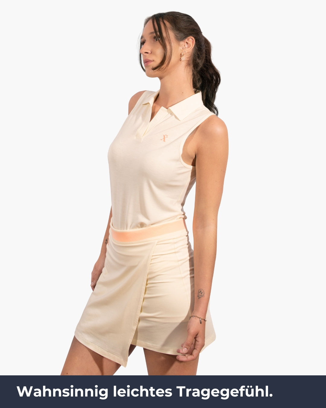 Beige Sleeveless TENCEL™ Polo