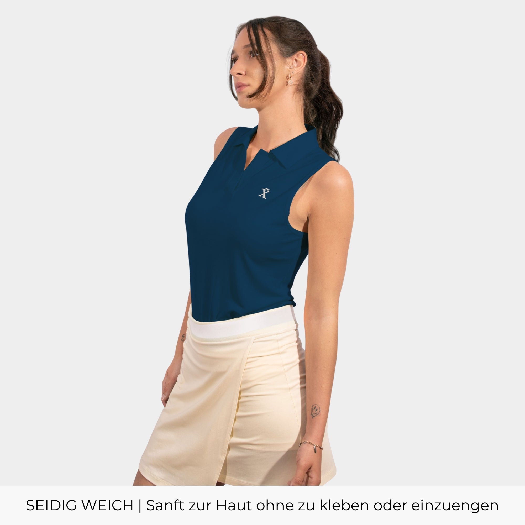 Bundle: Blue TENCEL™ Sleeveless Polo & Beige Nature Skort