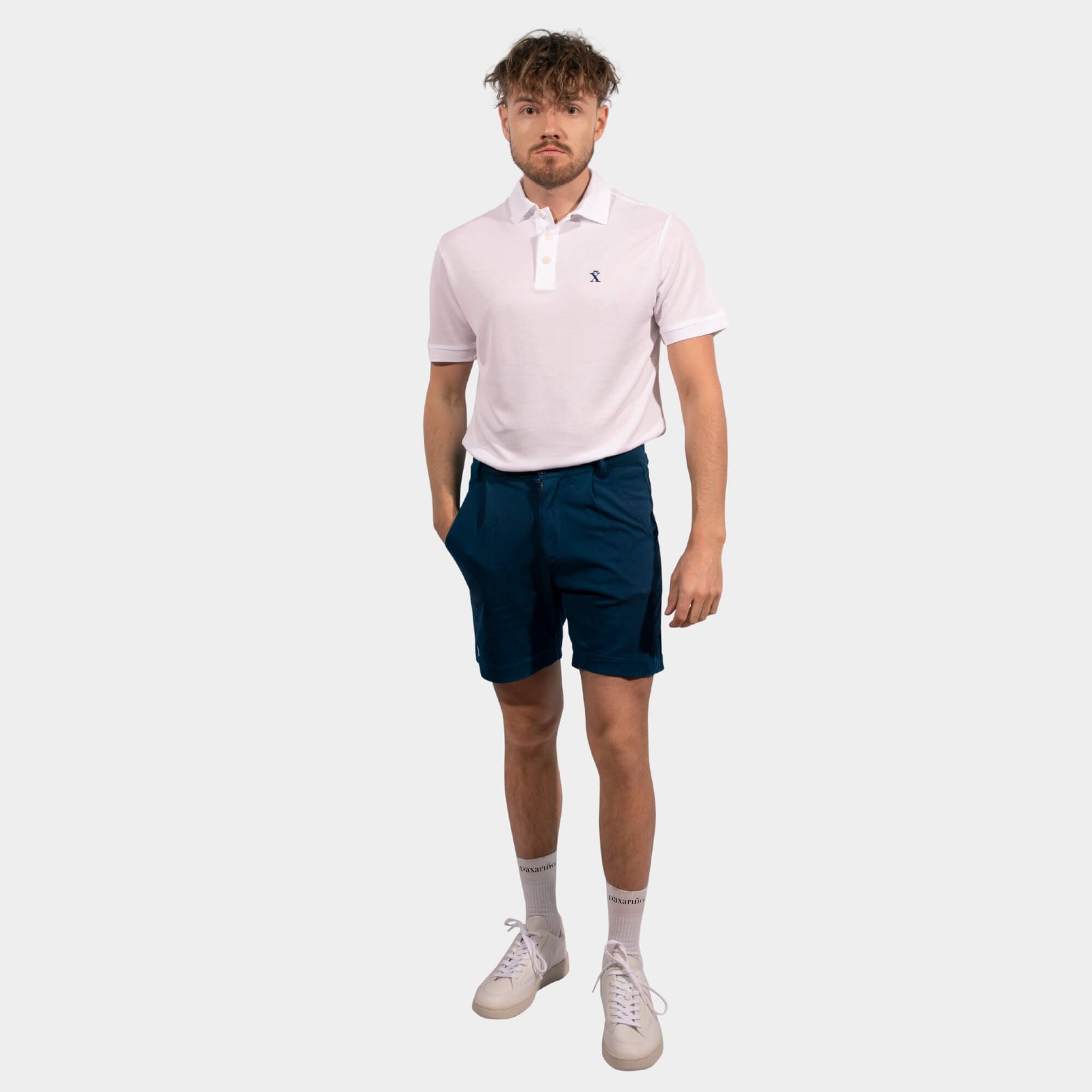 Bundle: White TENCEL™ Polo & Blue Nature Shorts