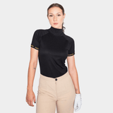 Black TENCEL™ Mock Neck Tee - Damen